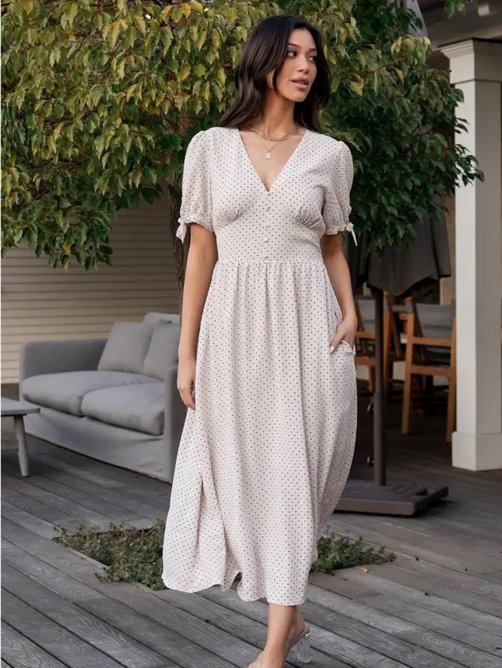 NWT Baltic Born Millar Midi Polka Dot Cottagecore Romantic Small Dress